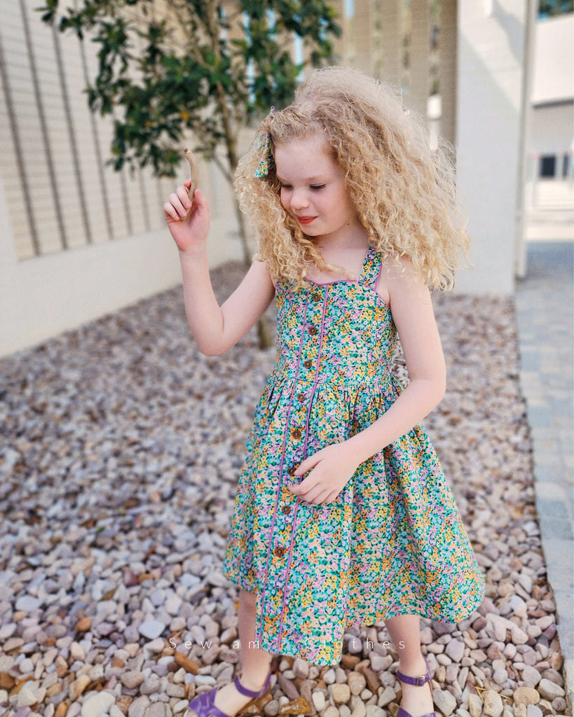 ✿ Bella Dress - Button front in Painterly Meadow ✿