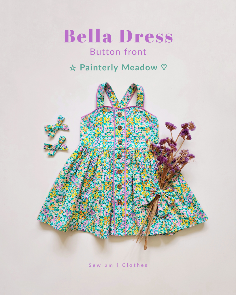 ✿ Bella Dress - Button front in Painterly Meadow ✿