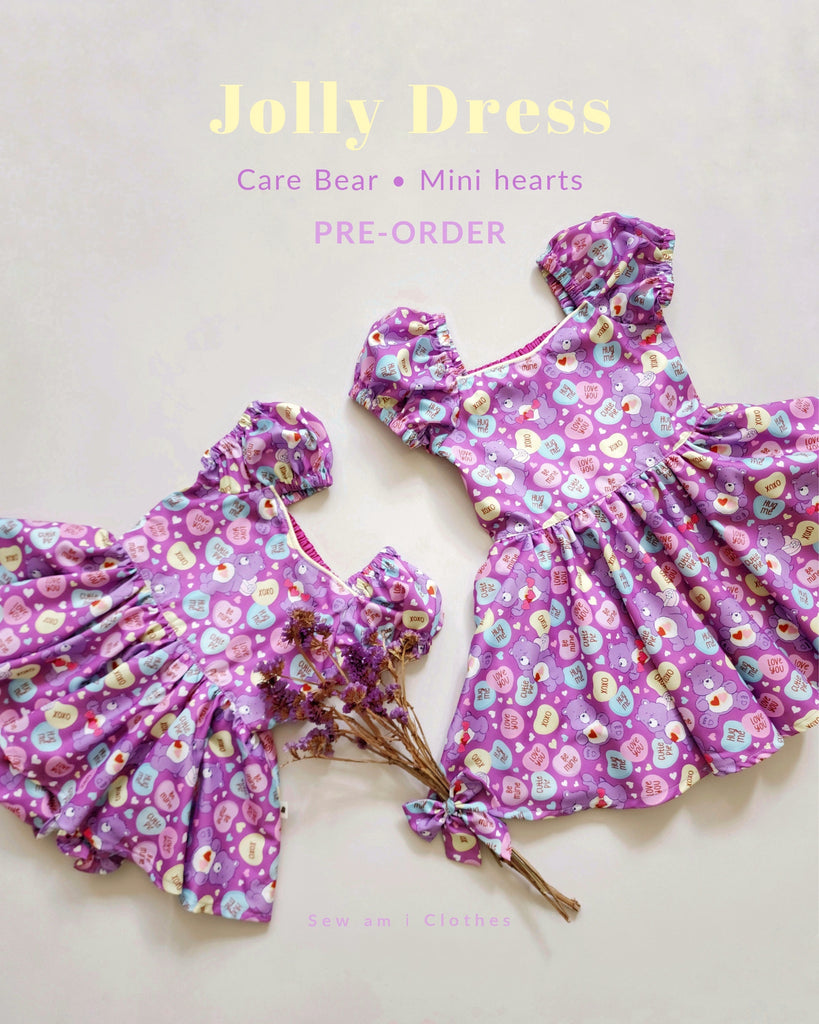 𝙋𝙍𝙀-𝙊𝙍𝘿𝙀𝙍 ☆ Jolly Dress in Care Bear mini hearts • 𝘐𝘮𝘱𝘦𝘳𝘧𝘦𝘤𝘵𝘪𝘰𝘯