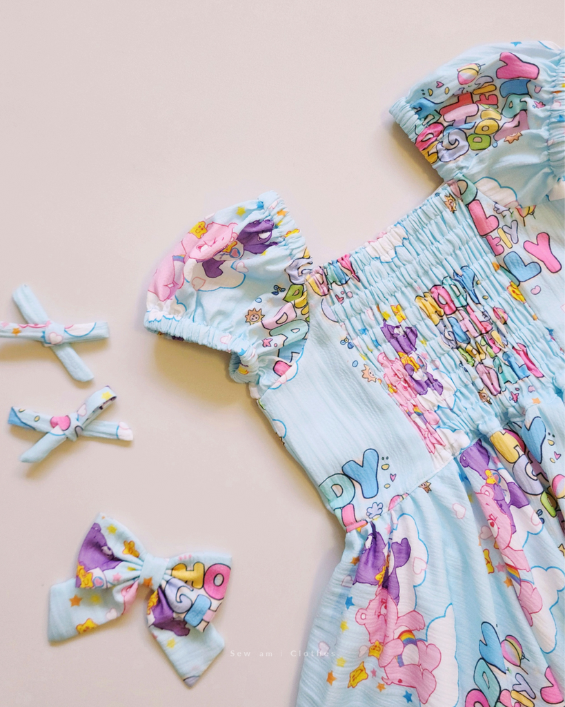 ♡ Jolly Dress - Baby blue Imperfection Care bears + Tail bow