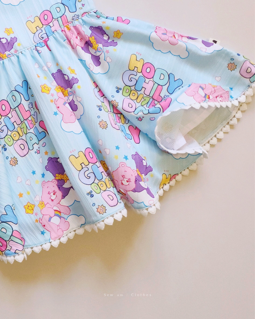 ♡ Jolly Dress - Baby blue Imperfection Care bears + Tail bow