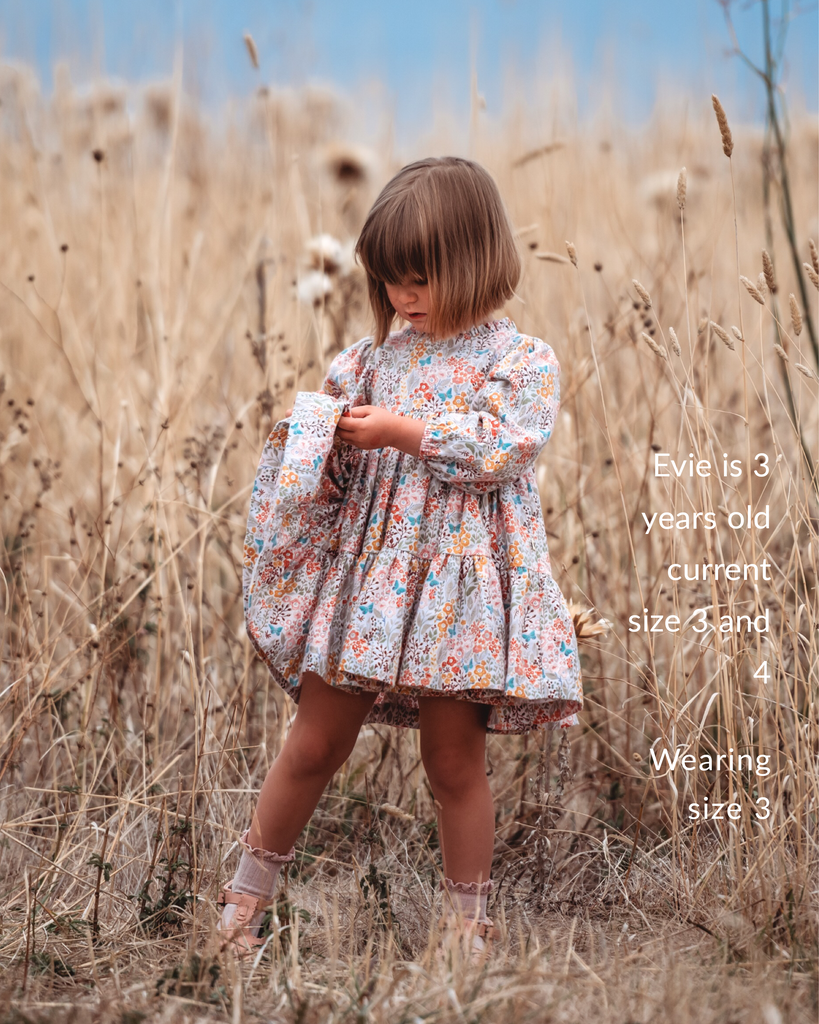 ✿ Milly Dress in Meadow - Deep Taupe + Tail bow