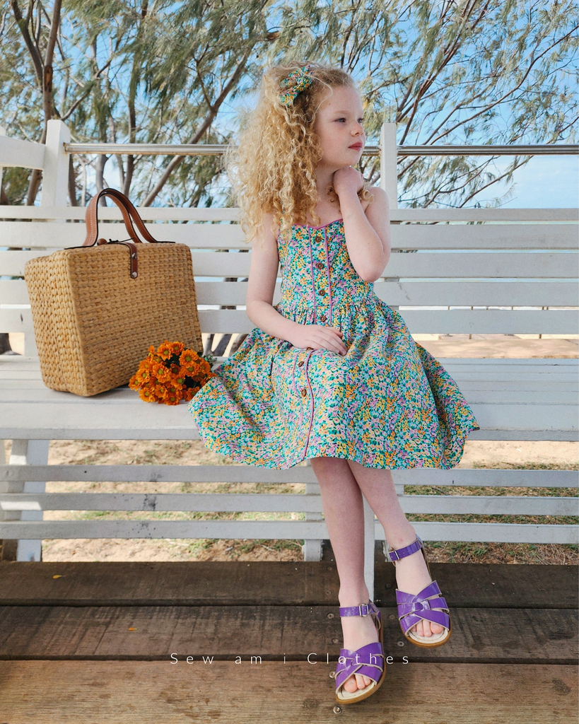 ✿ Bella Dress - Button front in Painterly Meadow ✿