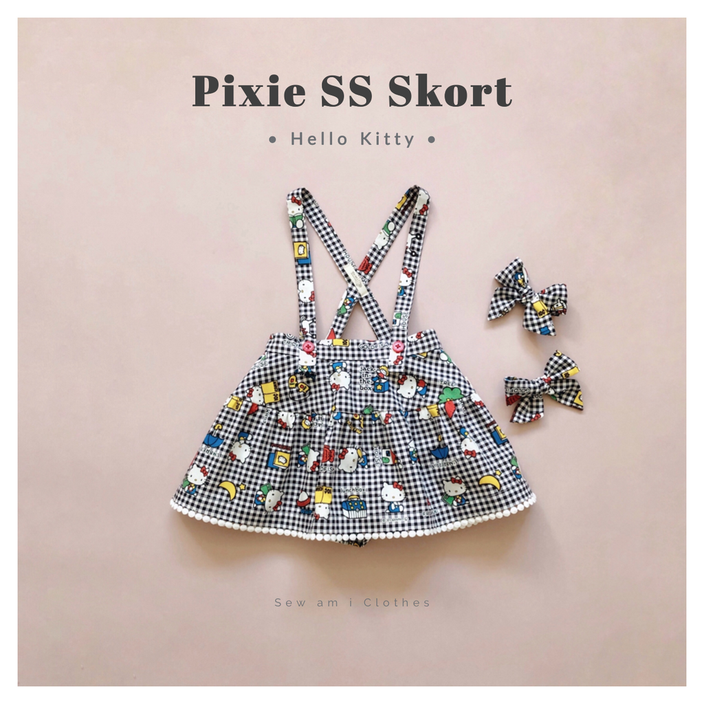 Pixie Suspender Skort & Matchy Bow • Hello Kitty •