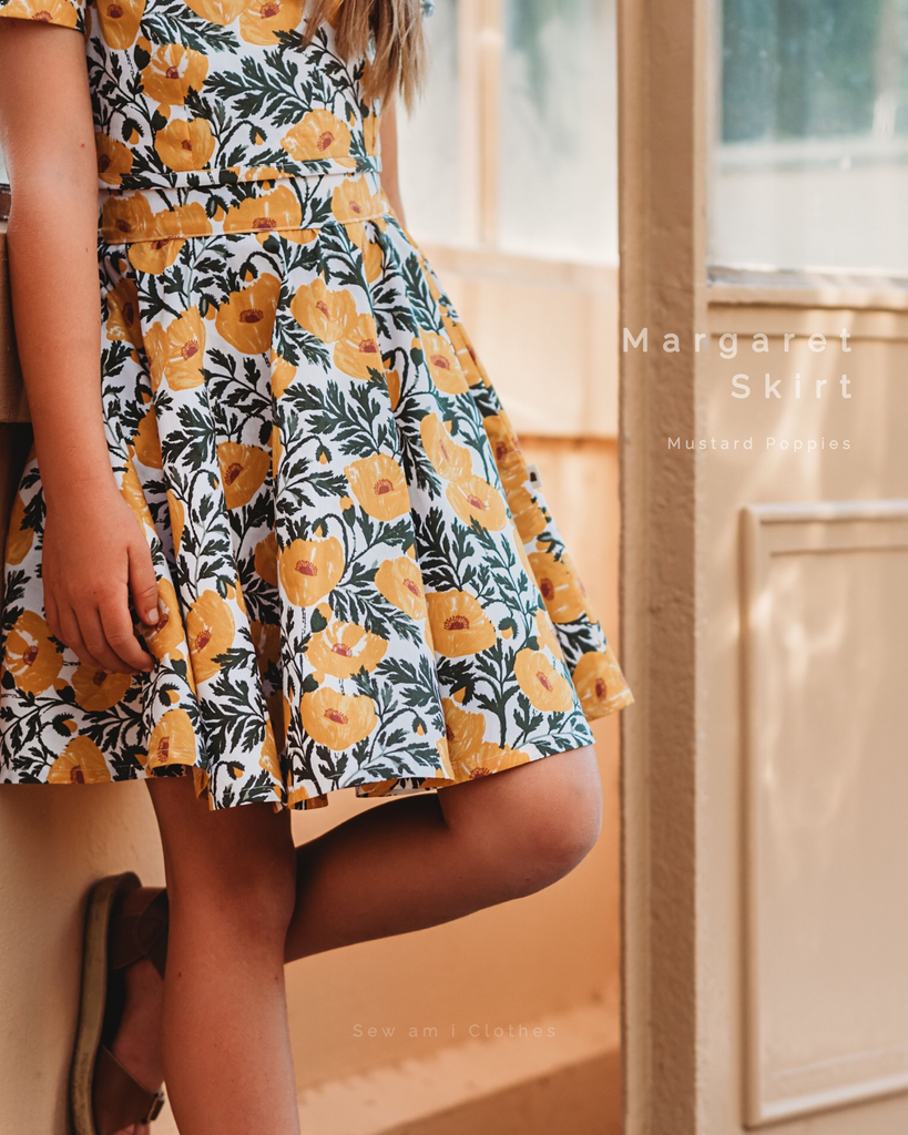 Margaret Hight Waist Skirt • Mustard Poppies •